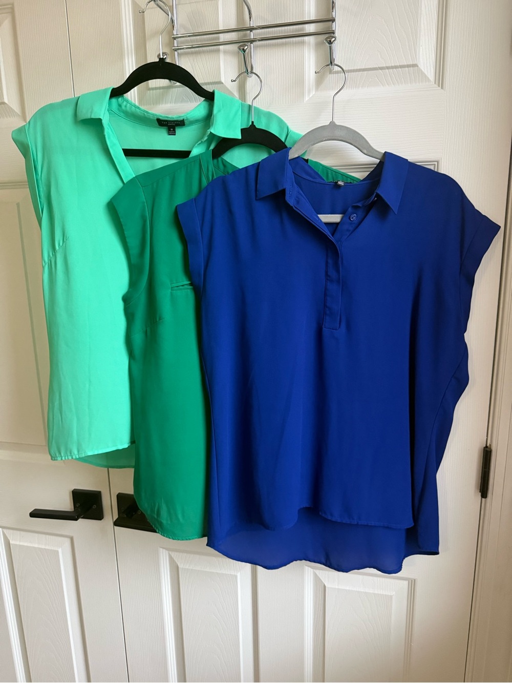The Limited Women’s Short-Sleeve Collared Blouse Trio - Blue, Green, Mint